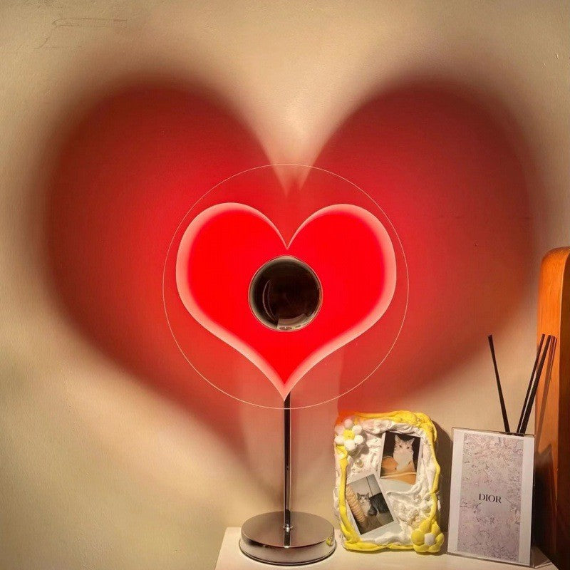 Modern Creative Heart Round Metal Acrylic 1-Light Table Lamp For Bedroom