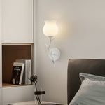 Modern Minimalist Cream Flower Iron Glass 1/2 Light Wall Sconce Lamp For Bedroom