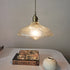 Modern Minimalist Round Striped Glass Brass 1-Light Pendant Light For Living Room