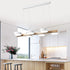 Contemporary Scandinavian Long Round Rubberwood Acrylic LED Island Light Chandelier For Dining Room