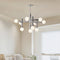 Contemporary Scandinavian Branch Orb Iron Aluminum Glass 10-Light Chandelier For Living Room