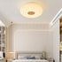 Contemporary Creative Cream PE Horizontal Stripes Round Shade LED Flush Mount Ceiling Light For Bedroom