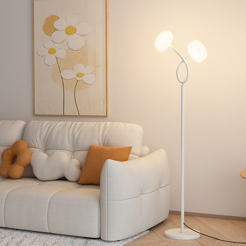 Contemporary Creative Crossed Flowers Iron Plastic LED Standing Floor Lamp For Living Room