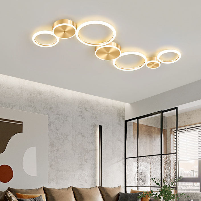 Modern Luxury Golden Circle Acrylic LED Flush Mount Ceiling Light For Living Room