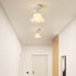 Contemporary Creative Cream Flower Pod Flower Globe Iron Glass 1-Light Semi-Flush Mount Ceiling Light For Hallway