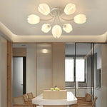 Modern Art Deco Tulip Flower Design 3/7/11/13 Light Semi-Flush Mount Ceiling Light For Living Room