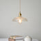 Modern Minimalist Round Striped Glass Brass 1-Light Pendant Light For Living Room