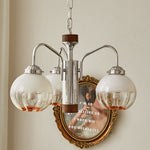 Traditional French Flower Bud Glass Shade Silver Finish Frame 3/4-Light Chandelier For Living Room