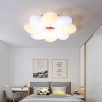 Contemporary Creative Cream Acrylic Petal Shape LED Flush Mount Ceiling Light For Bedroom