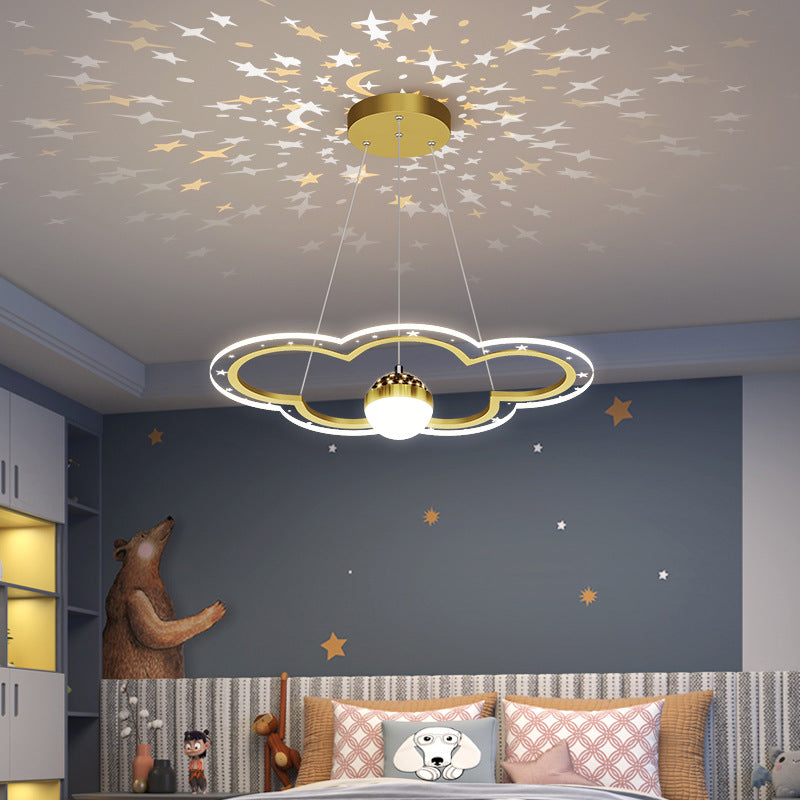 Contemporary Creative Starry Reflection Clouds Acrylic Ring LED Chandelier For Living Room