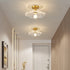 Modern Minimalist Flower Petal Lotus Leaf Copper Glass 1-Light Semi-Flush Mount Ceiling Light For Hallway