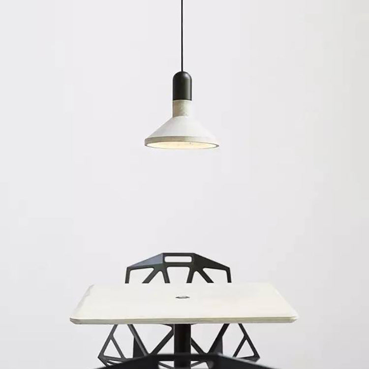 Contemporary Industrial Cement Cone Wood 1-Light Pendant Light For Dining Room