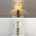 Modern Transitional Fabric Shade Leather Cylinder Base 1-Light Table Lamp For Bedroom