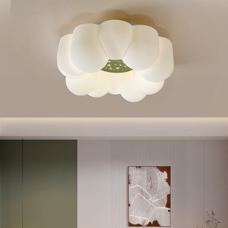 Contemporary Creative Cream Cloud PE Shade Starry Reflection LED Flush Mount Ceiling Light For Living Room