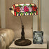 Traditional Tiffany Rectangle Rose Zinc Alloy Stained Glass 1-Light Table Lamp For Living Room