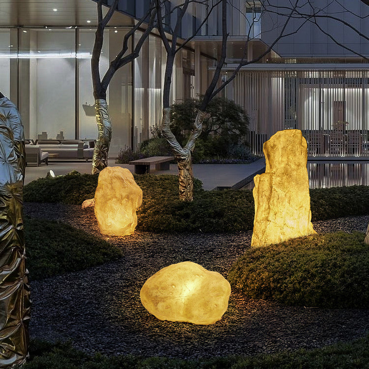 Contemporary Creative Resin Imitation Mountain LED Lawn Landscape Light For Outdoor Patio