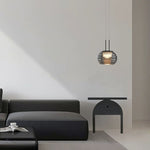 Modern Minimalist Striped Round Aluminum Glass LED Pendant Light For Living Room