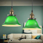 Contemporary Retro Emerald Green Flared Glass Shade 1-Light Pendant Light For Dining Room