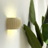 Contemporary Nordic Cream Ribbed Resin Semi-circular Shade 2-Light Wall Sconce Lamp For Bedroom