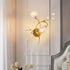 Modern Art Deco Flower Hardware Glass Crystal 2-Light Wall Sconce Lamp For Living Room