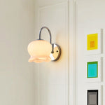 Modern Minimalist Cream Bell Orchid Flower Bow Iron Glass 1-Light Wall Sconce Lamp For Bedroom