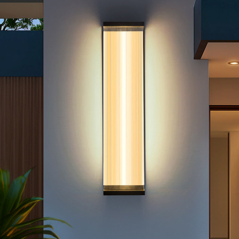 Modern Minimalist Waterproof Rectangular Stainless Steel Acrylic LED Outdoor Wall Sconce Lamp For Outdoor Patio