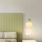 Contemporary Simplicity Pumpkin PE Shade Iron Ball LED Pendant Light For Bedroom