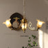 Traditional French Brass Carved Lamp Arm Alabaster Flower Glass 3/5-Light Chandelier For Living Room