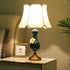 Traditional Chinese Pleated Fabric Shade Ceramic Vase Base 1-Light Table Lamp For Study