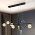 Modern Minimalist Round Ball Long Iron Aluminum Acrylic LED Island Light Chandelier For Dining Room