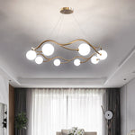 Modern Mid-century Magic Bean Glass Iron Ring 8-Light Chandelier For Living Room