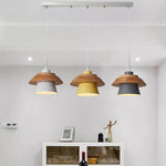 Modern Minimalist Macaron Disc Round Wooden Iron 1-Light Pendant Light For Living Room