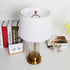 Modern Minimalist Round Cylinder Metal Crystal Fabric 1-Light Table Lamp For Bedroom