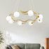 Modern Mid-century Magic Bean Glass Iron Ring 8-Light Chandelier For Living Room