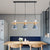Contemporary Scandinavian Round Bird Iron Wood Resin 3-Light Island Light Chandelier For Dining Room