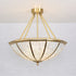 Modern Luxury Copper Frame Crystal Round Shade 5-Light Chandelier For Living Room