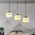 Traditional Chinese Copper Framed Glass Shade 1-Light Pendant Light For Living Room