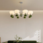 Traditional French Pastoral Iron Frame Pumpkin Acrylic 3/6/8-Light Chandelier For Living Room