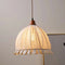 Contemporary Retro Hemispherical Lace Solid Wood Fabric 1-Light Pendant Light For Bedroom