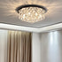 Contemporary Luxury Dazzling Prismatic Crystal Strings Stainless Steel Round Frame 2/6/8-Light Flush Mount Ceiling Light For Living Room