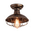 Contemporary Industrial Iron Net Pot Cover Shape 1-Light Semi-Flush Mount Ceiling Light For Living Room