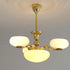 Contemporary Nordic Round Opal Glass Brass 5/7 Light Chandelier For Living Room