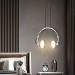 Contemporary Creative Headphone Iron Glass Shade 2-Light Chandelier For Living Room