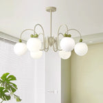 Modern Minimalist Cream Bow Round Ball Hardware Glass 4/5/6/8 Light Chandelier For Living Room