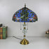 Traditional Tiffany Vintage Baroque Round Stained Glass 2-Light Table Lamp For Bedroom