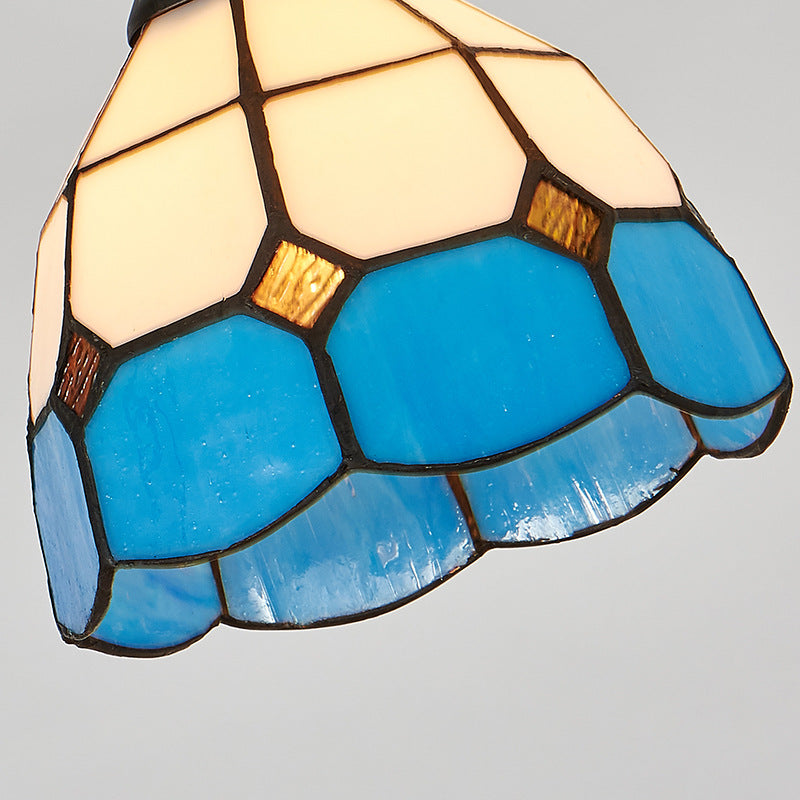 Traditional Tiffany Mediterranean Stained Glass Bird Decoration 1-Light Pendant For Living Room