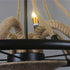 Traditional Rustic Hemp Rope Weaving Iron Cage 6/8-Light Chandelier For Dining Room
