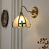 Modern Art Deco Four-Leaf Clover Brass Round Glass Shade 1-Light Wall Sconce Lamp For Bedroom