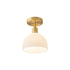 Modern Simplicity Antique Brass Frame Round Ribbed Glass 1-Light Semi-Flush Mount Ceiling Light For Dining Room