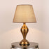Modern Transitional Round Fabric Shade Hardware Base 1-Light Table Lamp For Bedroom